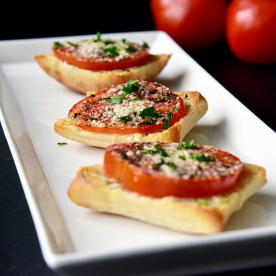 Broiled Tomato Parmesan Baguettes