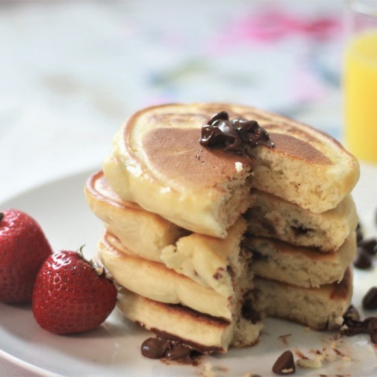 Unburnt Chocolate Chip Pancakes