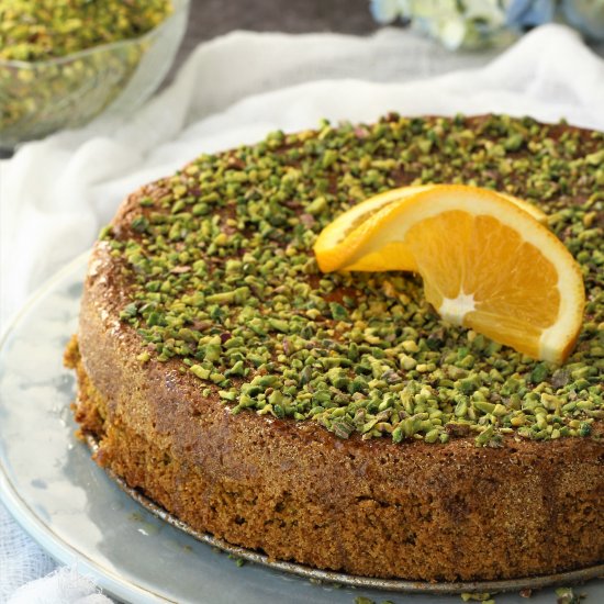 Pistachio Orange Polenta Cake