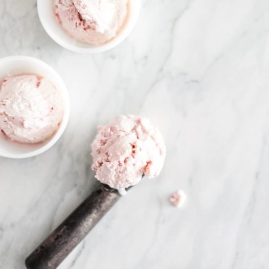 Strawberry Rose Mascarpone Ice Cream