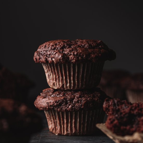 Vegan Double Chocolate Muffins