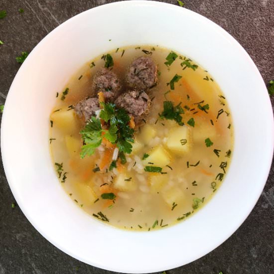 Simple Rice and Meatball Soup