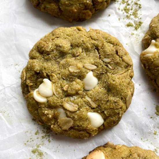 Chewy Oatmeal Matcha Cookies