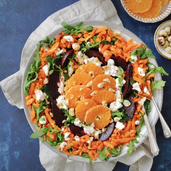 Tangerine, beet and carrot salad