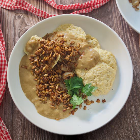 Cornmeal Biscuits & Tahini Gravy