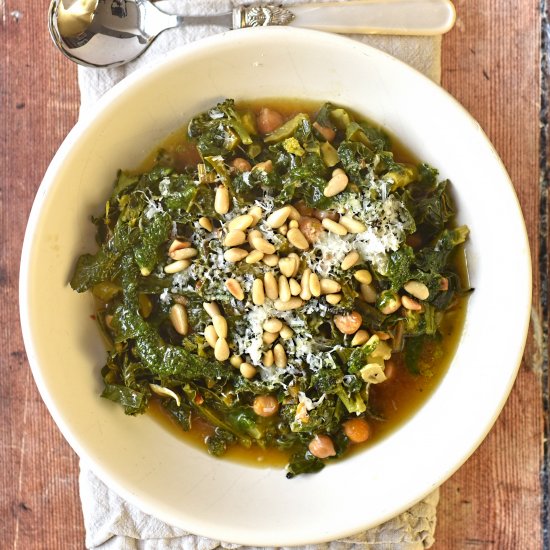 chard, broccoli and chickpea broth