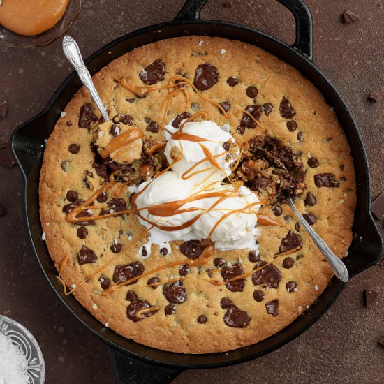 Salted Caramel Skillet Cookie