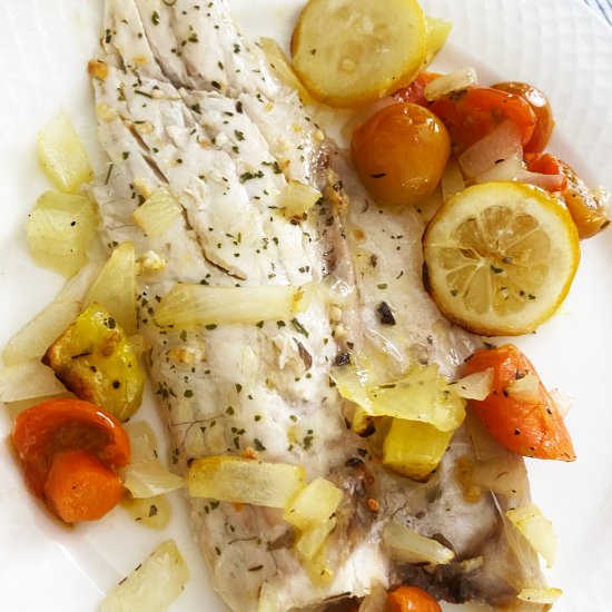 Baked Seabass with Vegetables