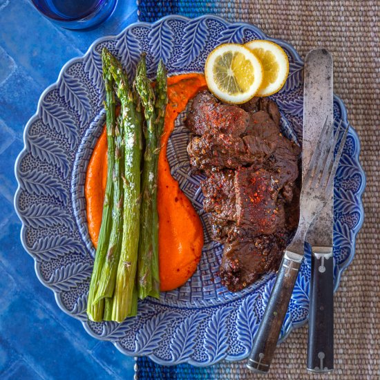 Lemon Pepper Steak with Asparagus