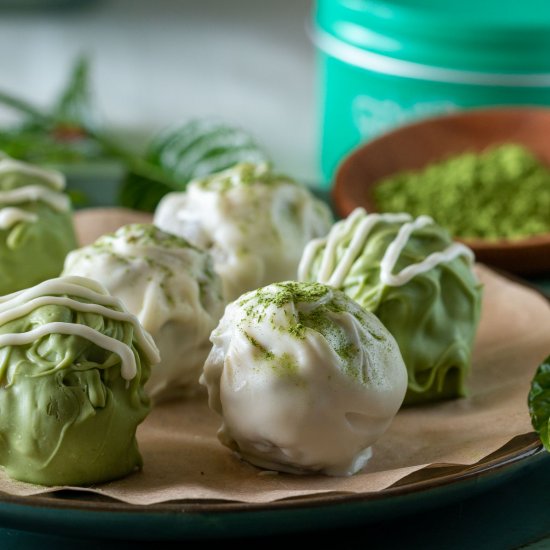 Chocolate Matcha Crispy Truffles