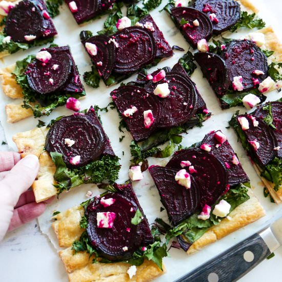 Roasted Beet Tart w/ Feta and Kale