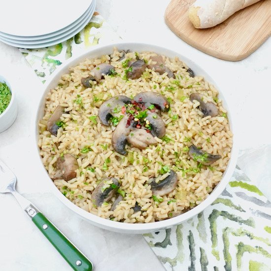 Mushroom Brown Rice Pilaf