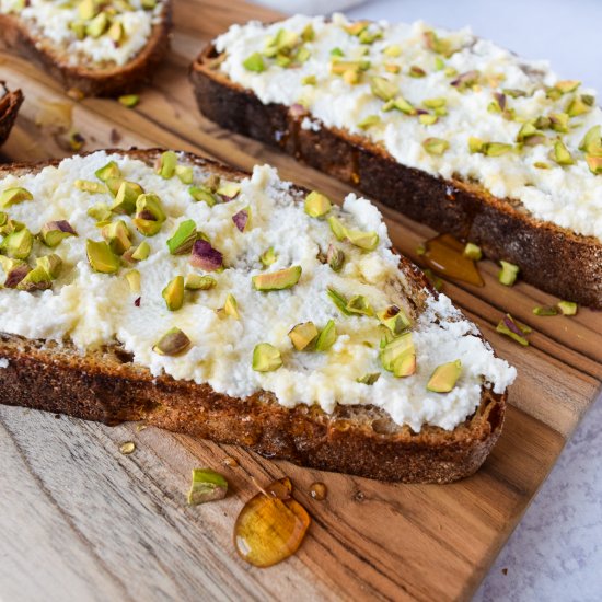 Honey Ricotta Toast with Pistachios