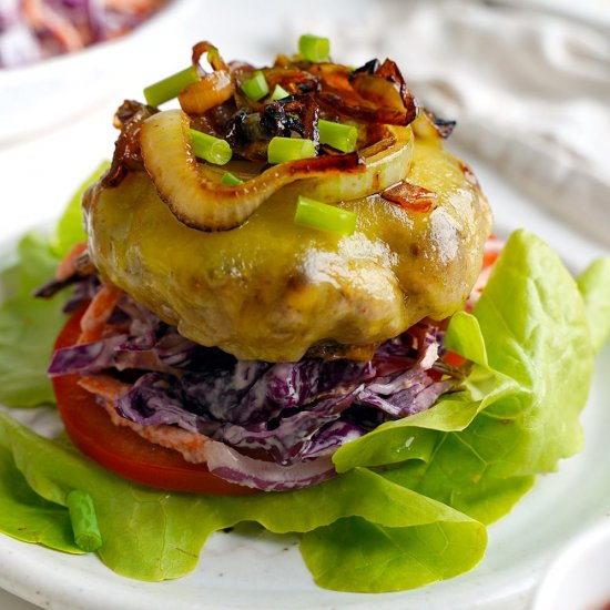 Grilled Onion Cheddar Burgers