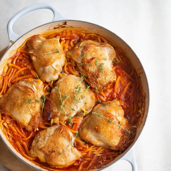 Crispy Oven Baked Chicken Spaghetti