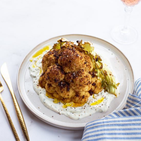 Roasted Cauliflower with Creme Fraiche