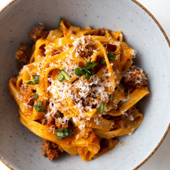 Creamy Fettuccine Bolognese