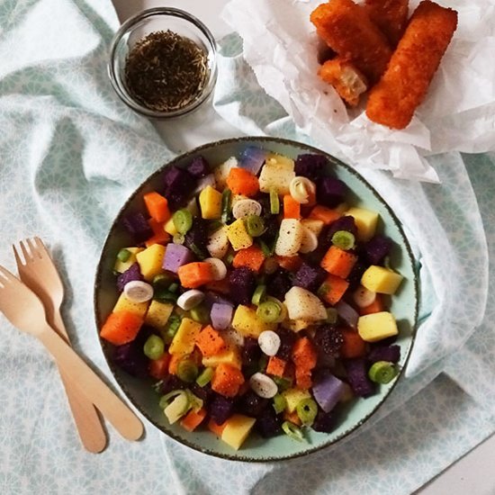 Rainbow Potato Salad ( no mayo )