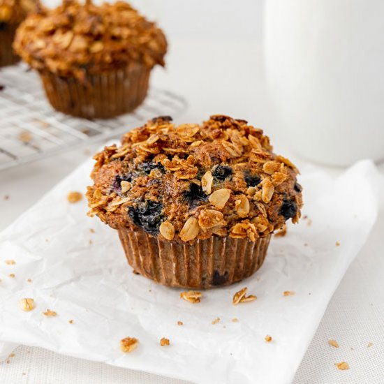 Blueberry Banana Oatmeal Muffins