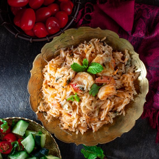 Hyderabadi Shrimp Biriyani