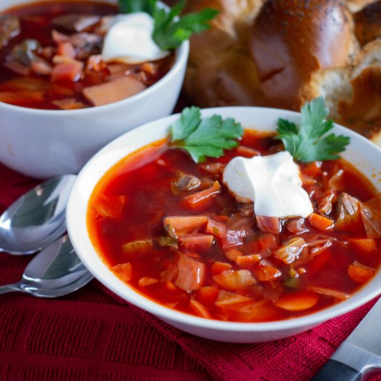 Traditional Ukrainian Beef Borscht