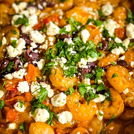 Saucy Shrimp with Feta and Olives