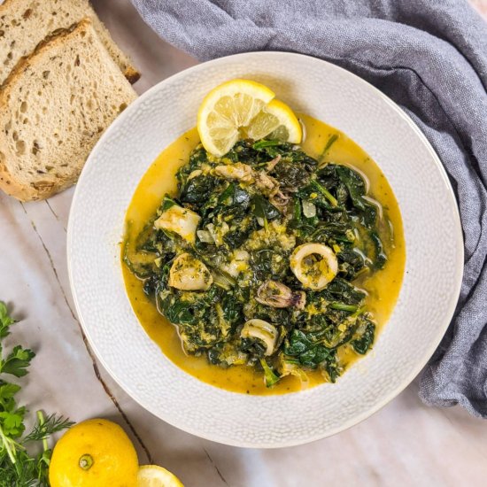 Squid Stew With Spinach