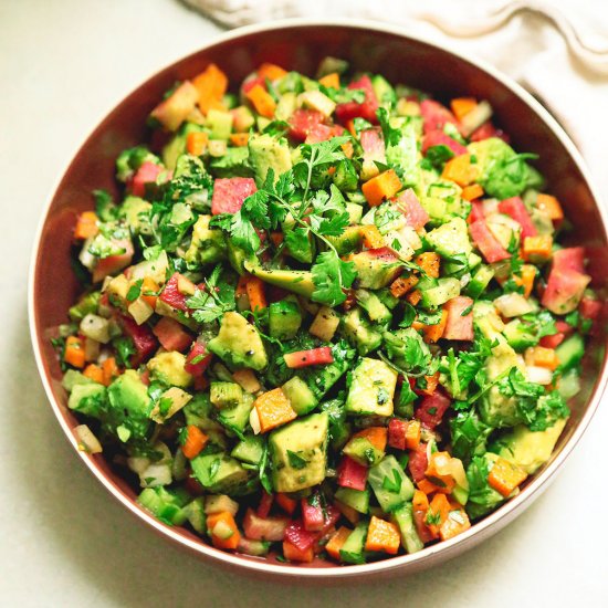 Watermelon Radish & Avocado Salad