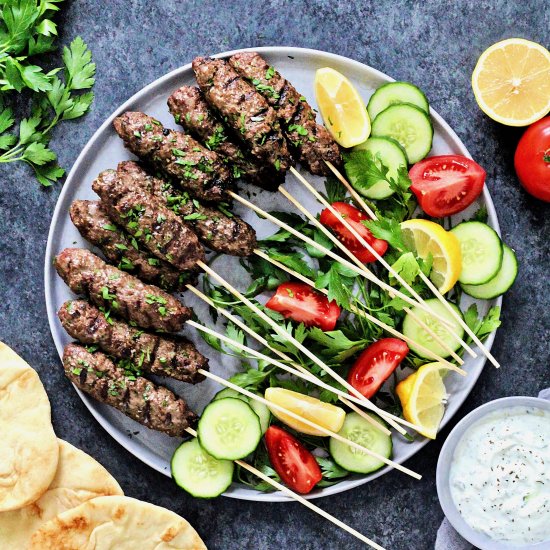 Beef Kofta Kebabs with Tzatziki