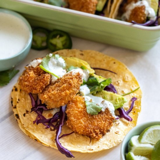 Shrimp Tacos with Jalapeño Crema