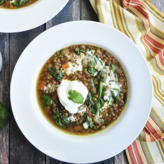 Curried Lentil Spinach Soup