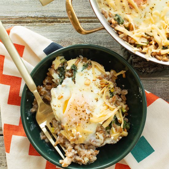 Baked Farro and Eggs Florentine