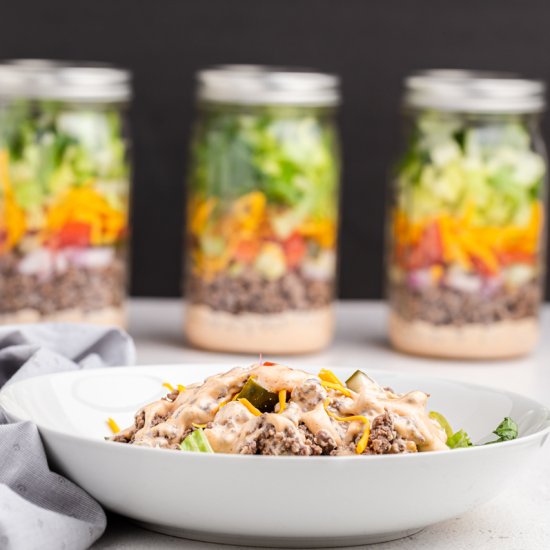 Big Mac Salad in a Jar