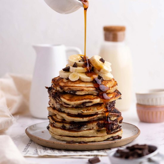 Vegan Chocolate Chip Banana Pancake