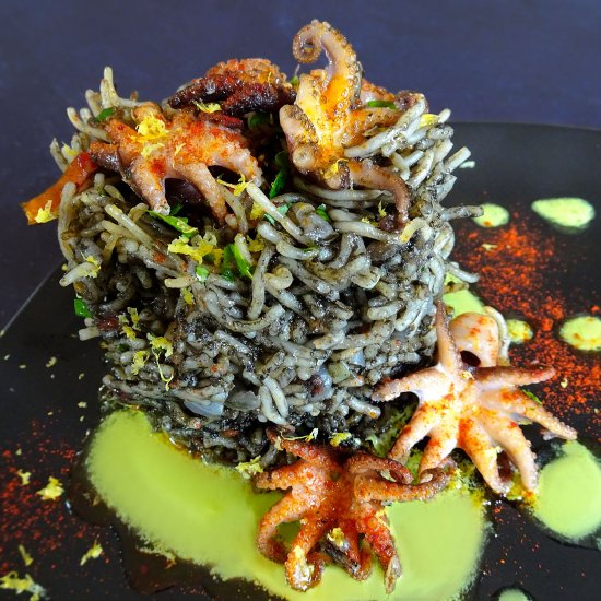 Fideua Squid Ink Pasta with allioli