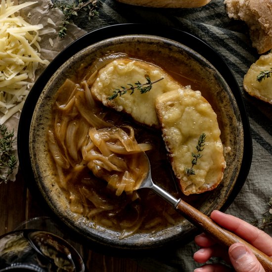 French Onion Soup with Elk Stock