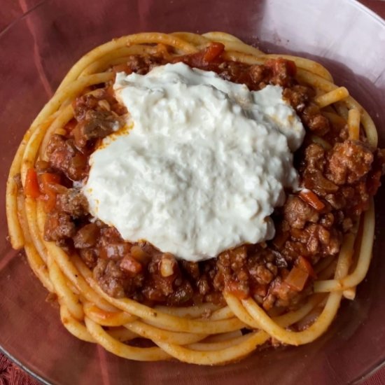 Spicy Bolognese with Creamy Burrata