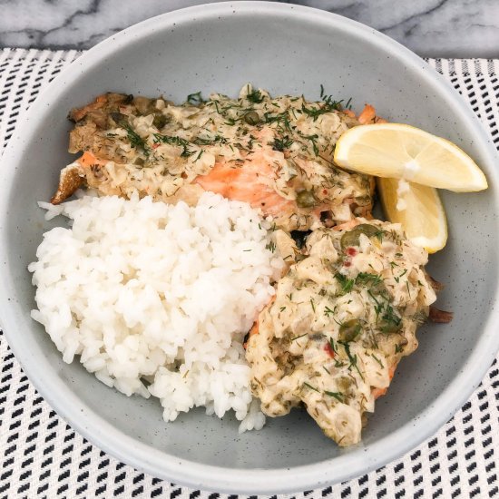 Baked Salmon With Creamy Dill Mayo