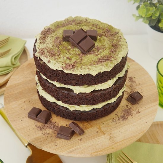 Chocolate Cake with Matcha Frosting