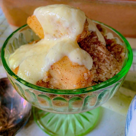 Irish Custard with Pear Crumble