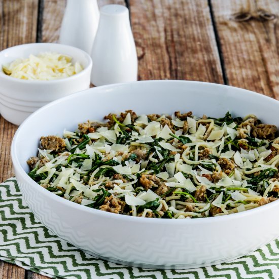 Spaghetti with Sausage and Arugula