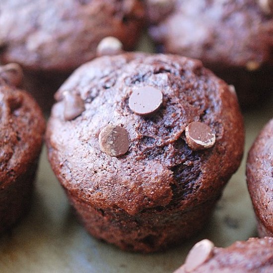 Sourdough double chocolate muffins