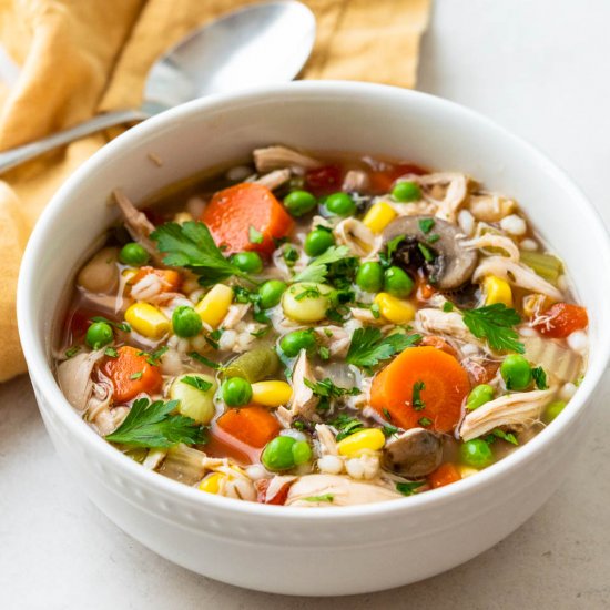 Chicken Barley Soup w/Veggies