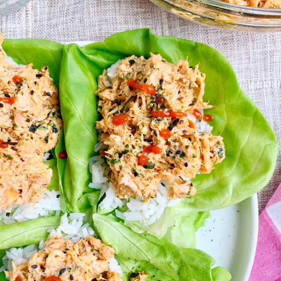 Spicy Salmon Lettuce Cups