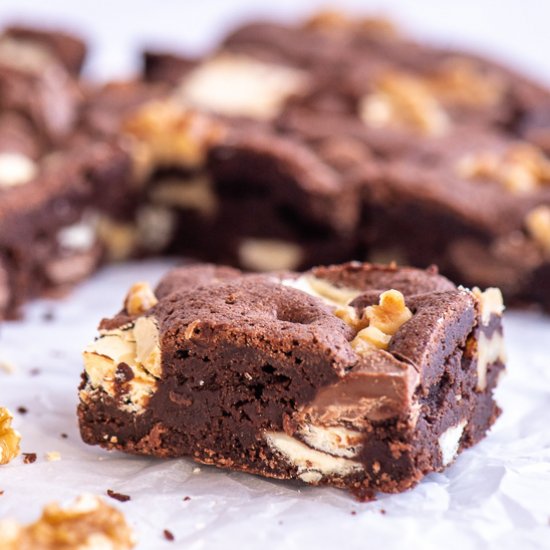 Walnut Triple Chocolate Brownies