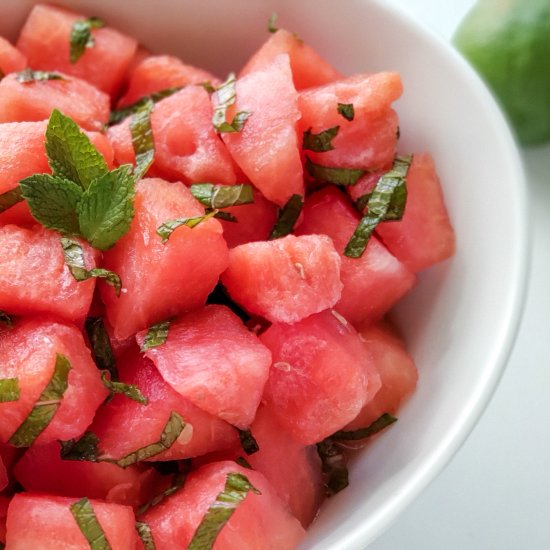 Mint and Lime Watermelon Salad