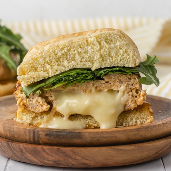 Brie Stuffed Chicken Burgers