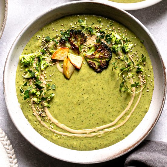 Roasted Broccoli Tahini Soup