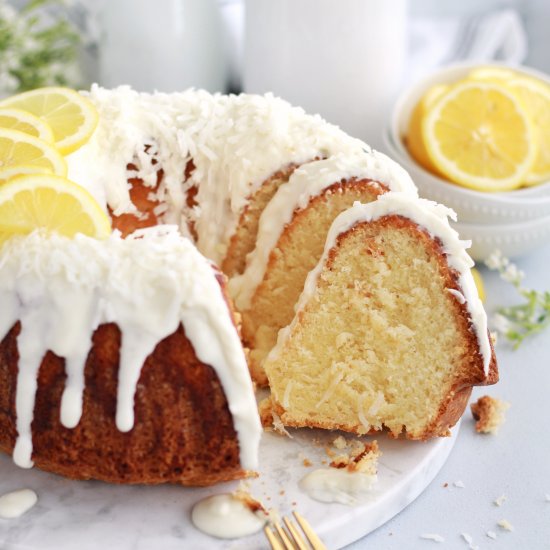 Lemon Pound Cake with Coconut Icing