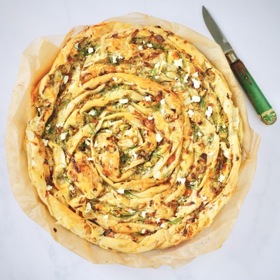 Filo pie with zucchini and feta